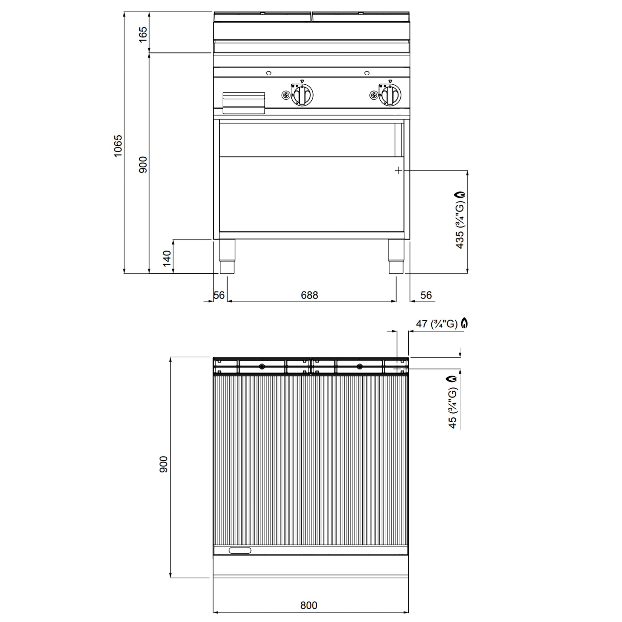 Gas stegeplade - rillet (20 kW)