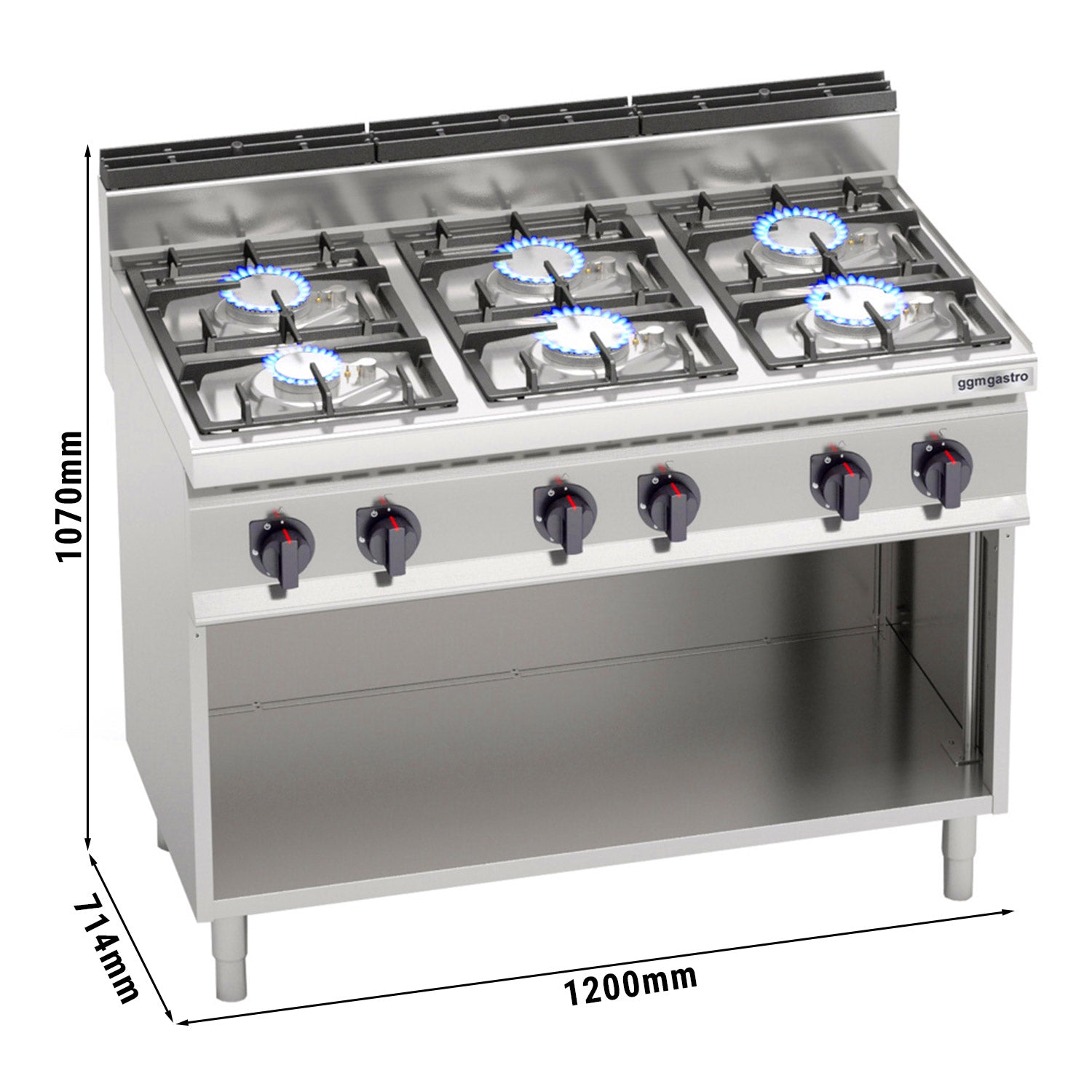 Gaskogebord 6 Brænder (31,5 kW)