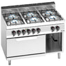 Gaskogebord 6 x Brænder (33,5 kW) inkl. elektrisk statisk ovn (7,5 kW)