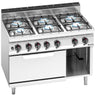 Gaskogebord 6 x Brænder (33,5 kW) inkl. Gasovn (7,8 kW)