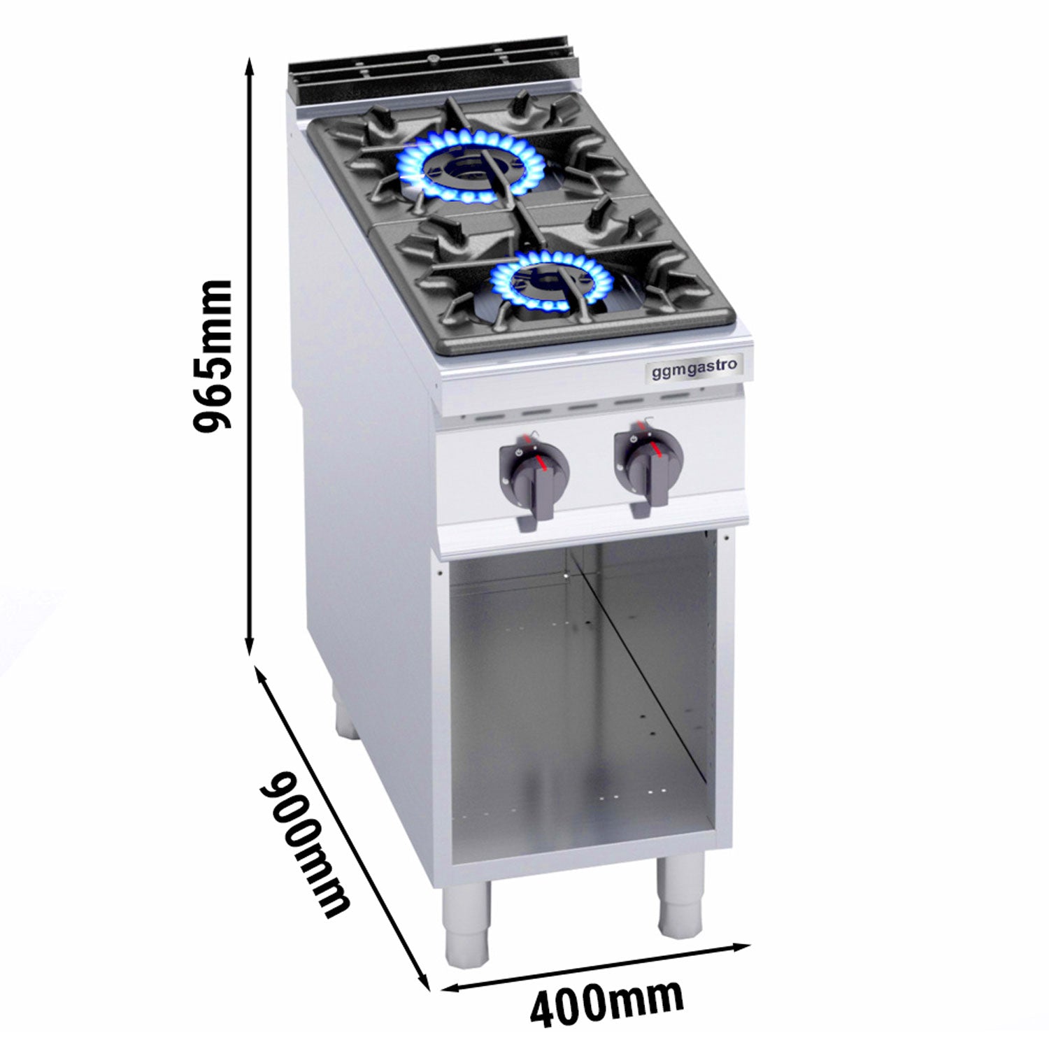 Gaskogebord 2 Brænder (19 kW) med pilottænding