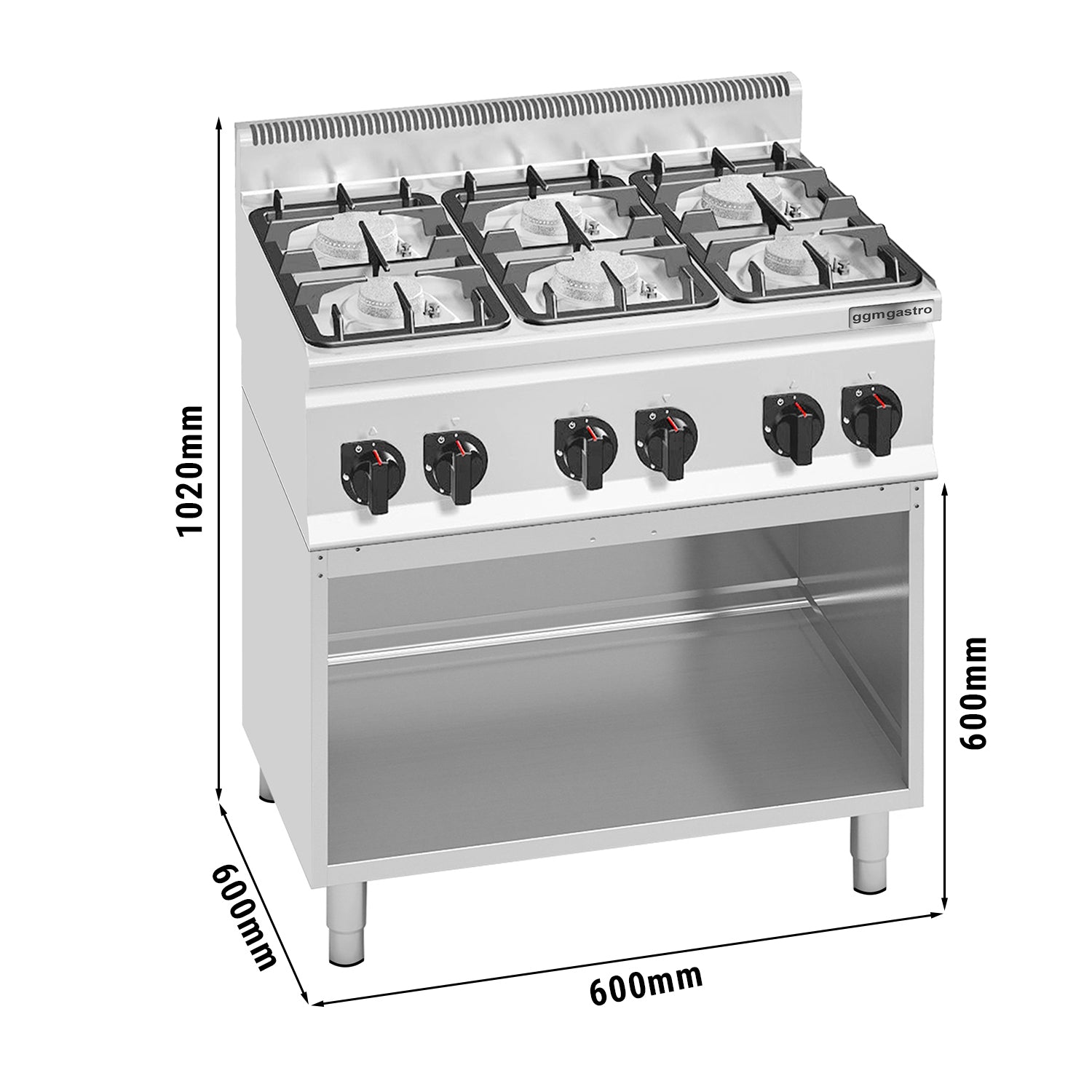 Gaskogebord 6xBurner med understel