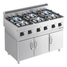 Gaskogebord 6 Brænder (36 kW) med pilot flamme - inkl. understel med 3 døre