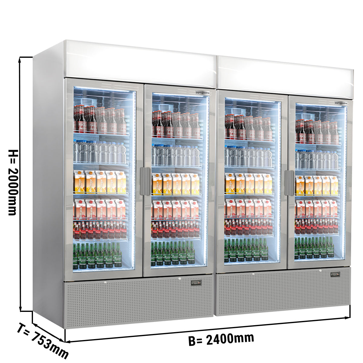(2 stk) Flaskekøleskab - 2096 liter (Total) - Grå