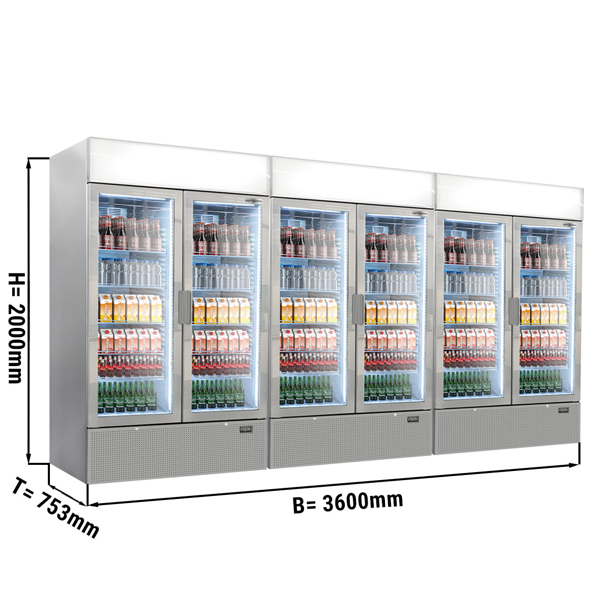 (3 stk) Flaskekøleskab - 3144 liter (Total) - Grå