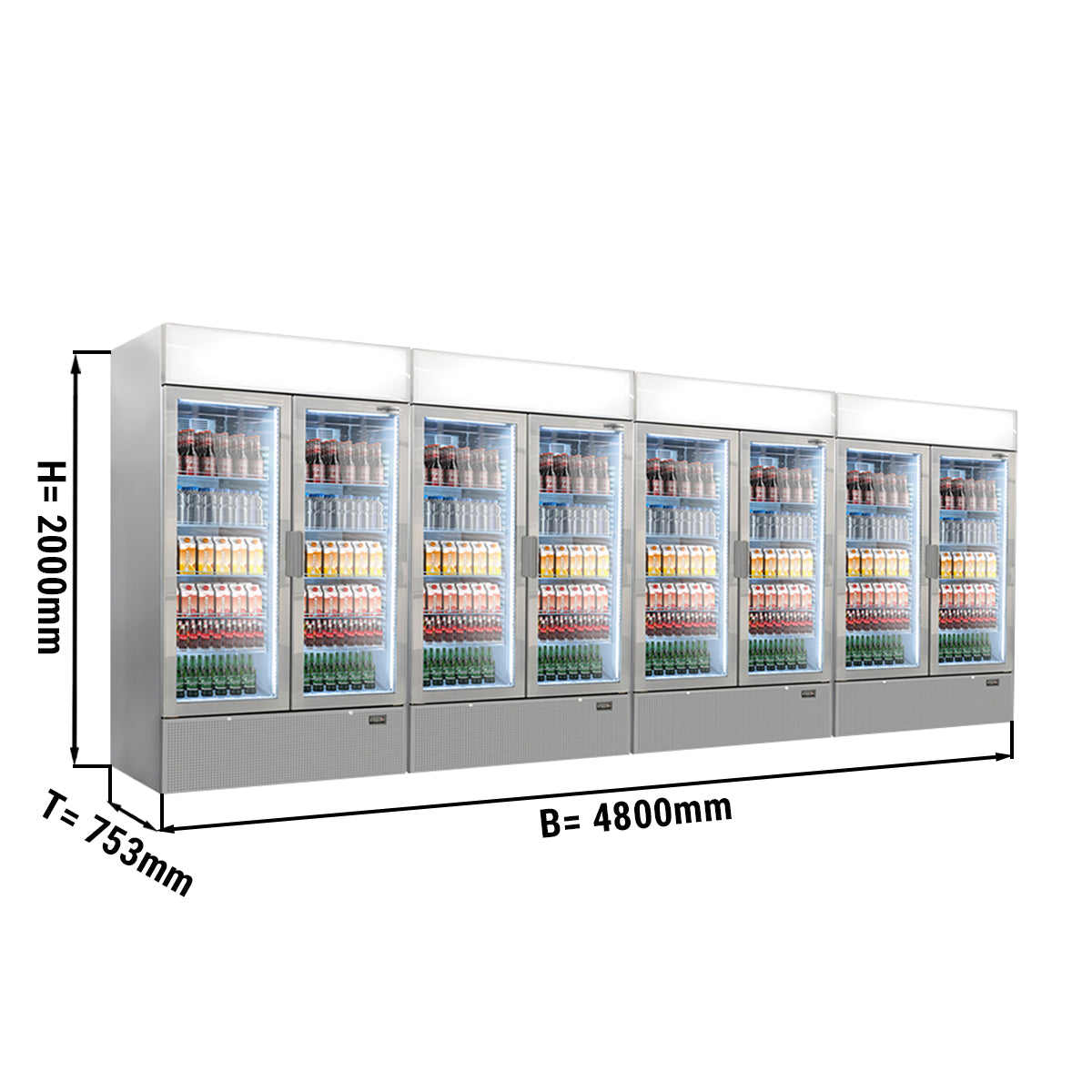 (4 stk) Flaskekøleskab - 4192 liter (Total) - Grå