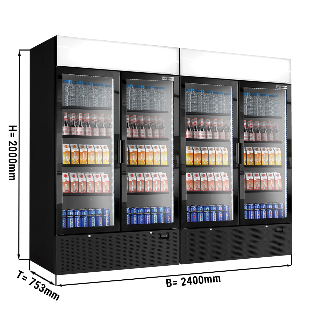 (2 stk) Flaskekøleskab - 2096 liter (Total) - Sort