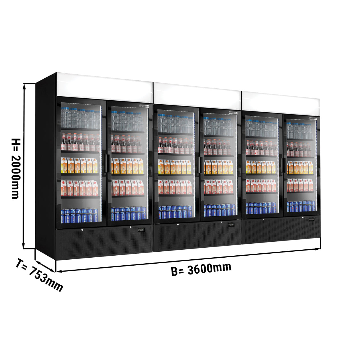 (3 stk) Flaskekøleskab - 3144 liter (Total) - Sort