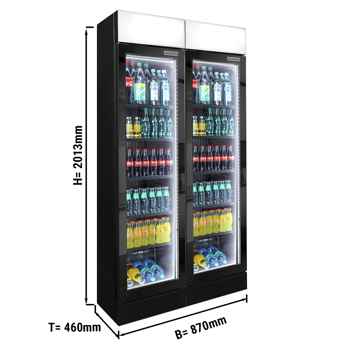 (2 stk) Flaskekøleskab - 290 liter (Total) - Sort