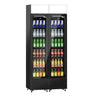 (2 stk.) Flaskekøleskab - 290 Liter - rammeløst design - med 2 glasdøre & reklamedisplay
