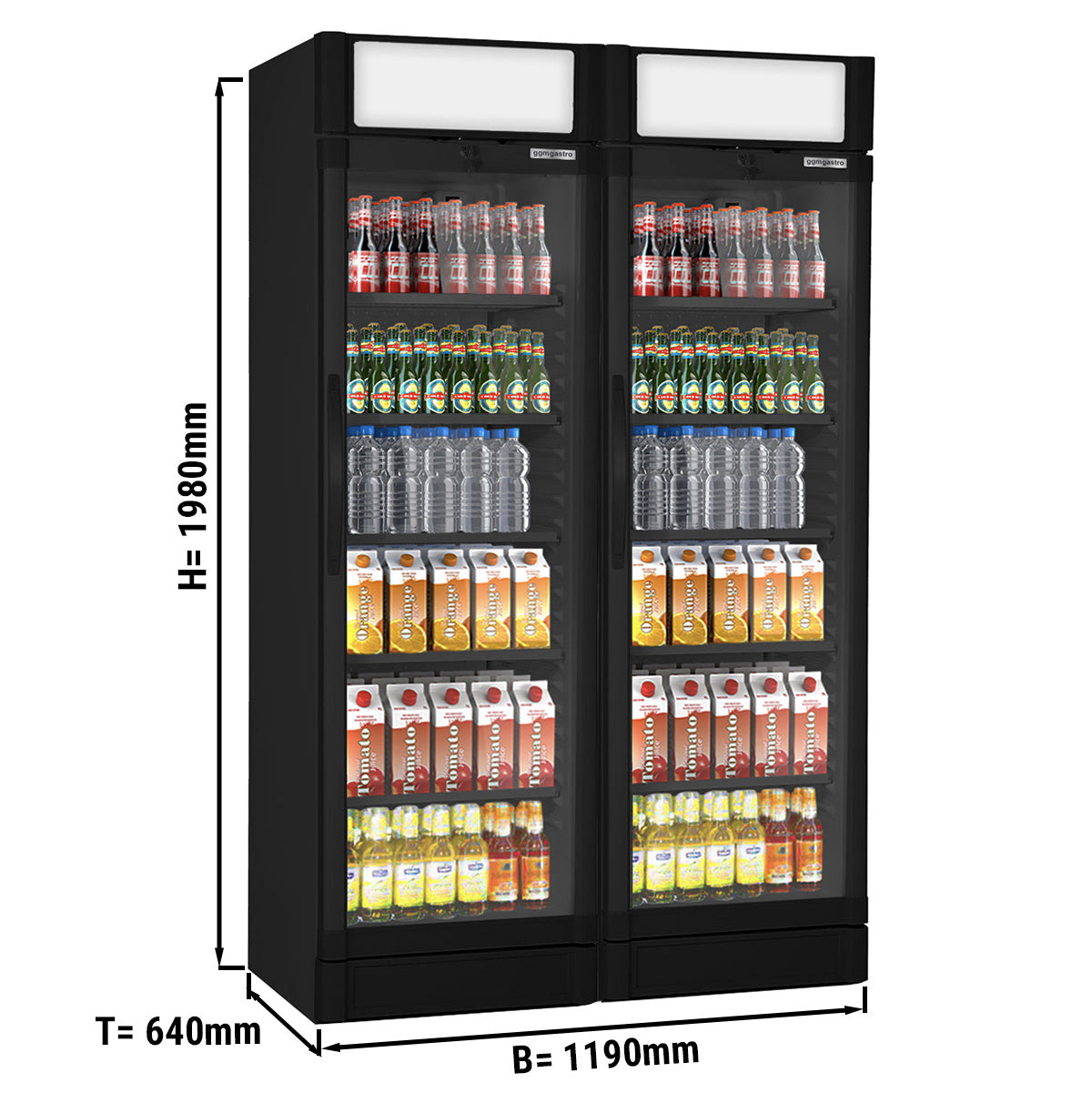 (2 stk) Flaskekøleskab - 694 liter (Total) - Sort
