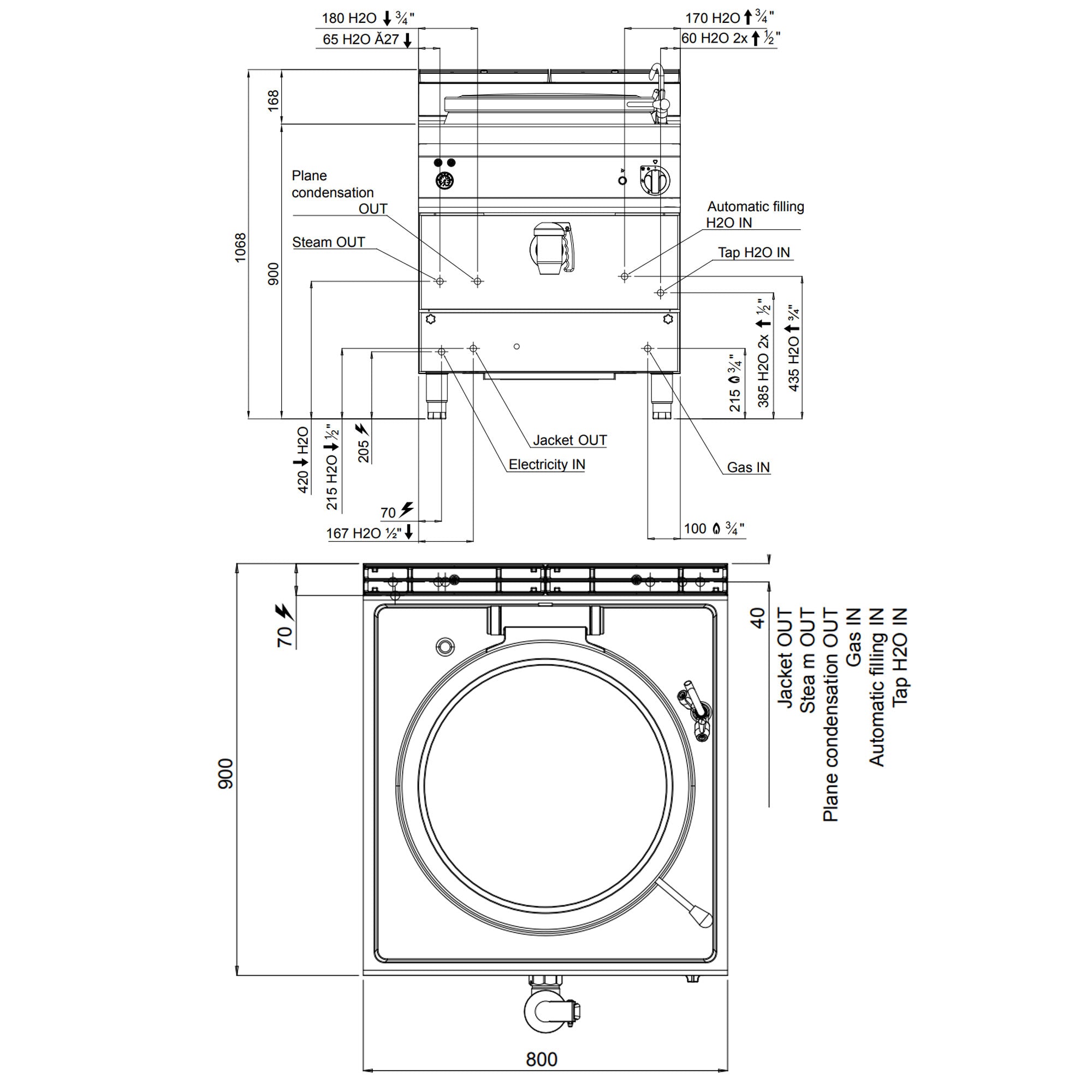 Gas kogekar  150 liter (20,9 kW) - indirekte opvarmning