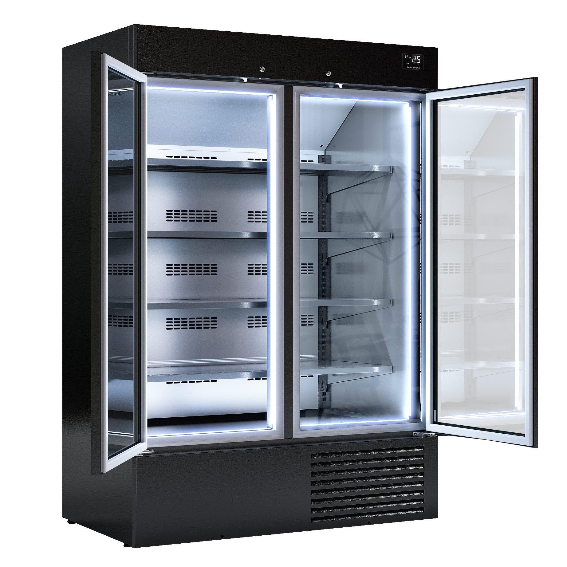 Flaskekøleskab - 1310 liter - med 2 døre - sort
