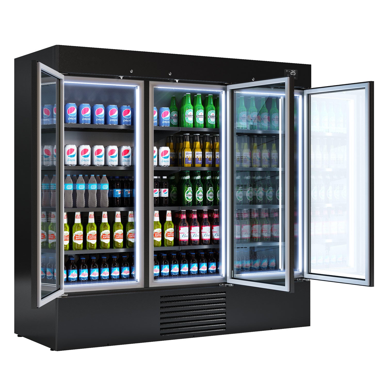 Flaskekøleskab - 2030 liter - med 2 døre - sort