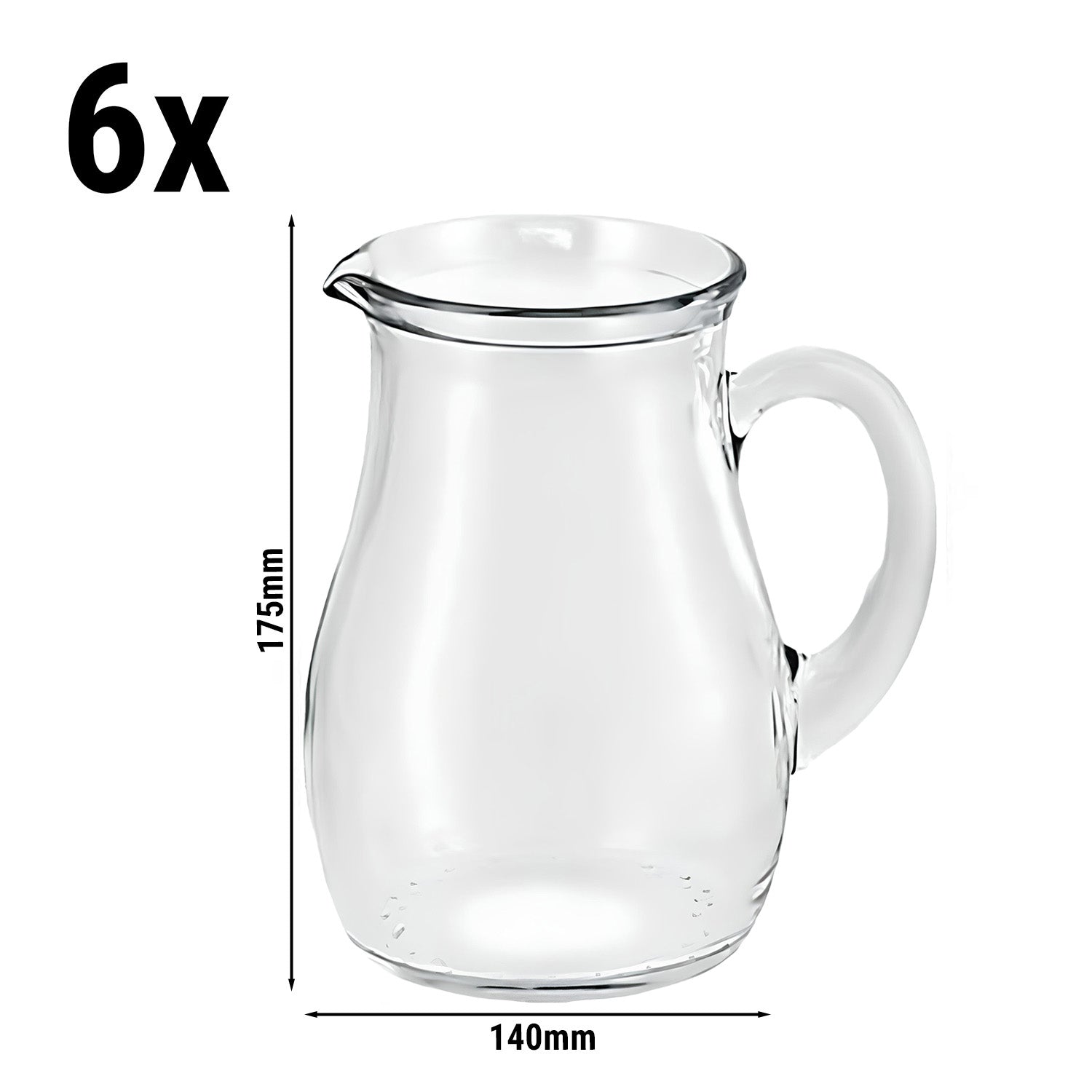 (1 Stück) ROXY - Glas Krug/ Karaffe - 1 Liter - mit Henkel