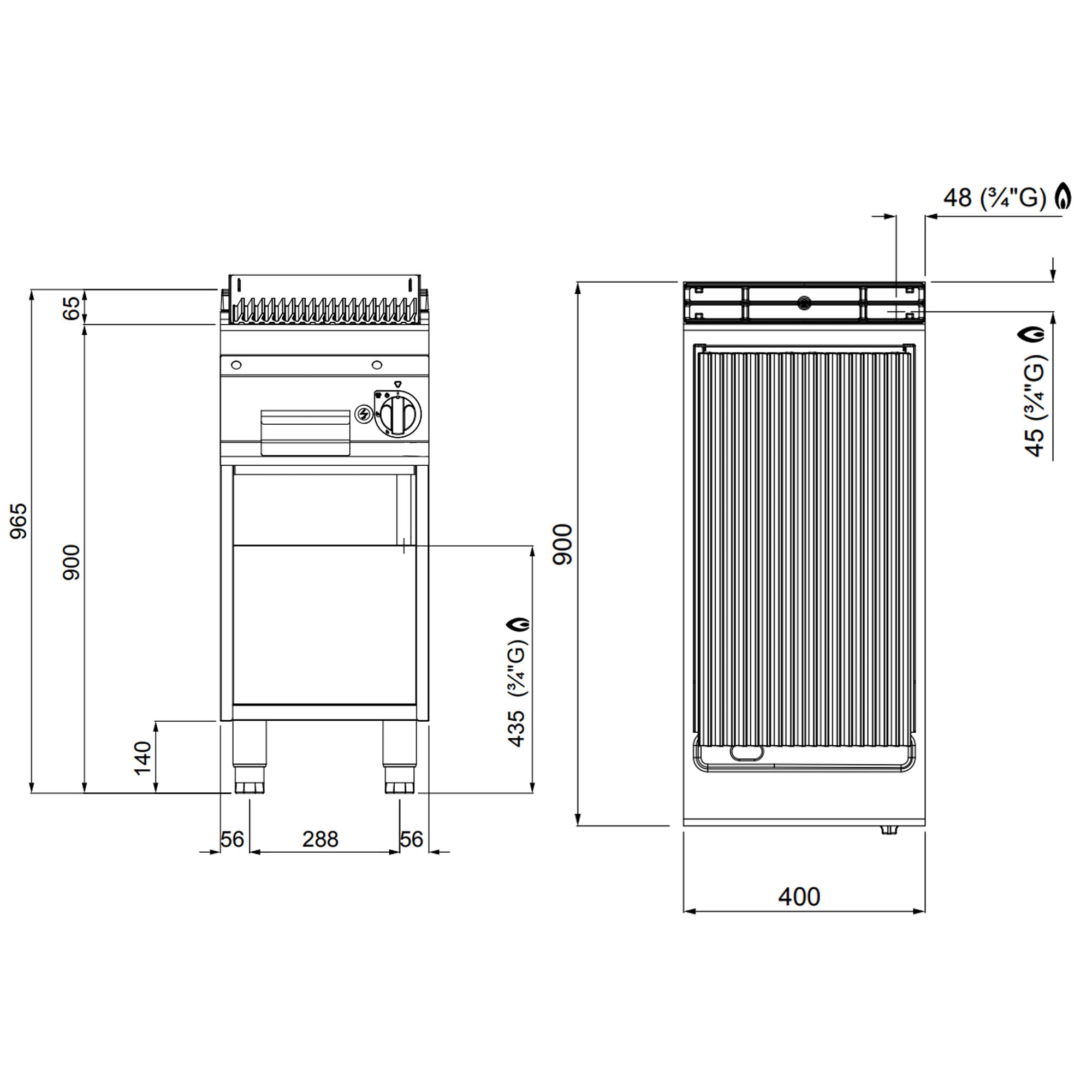 Gas-lavastensgrill (9 kW)