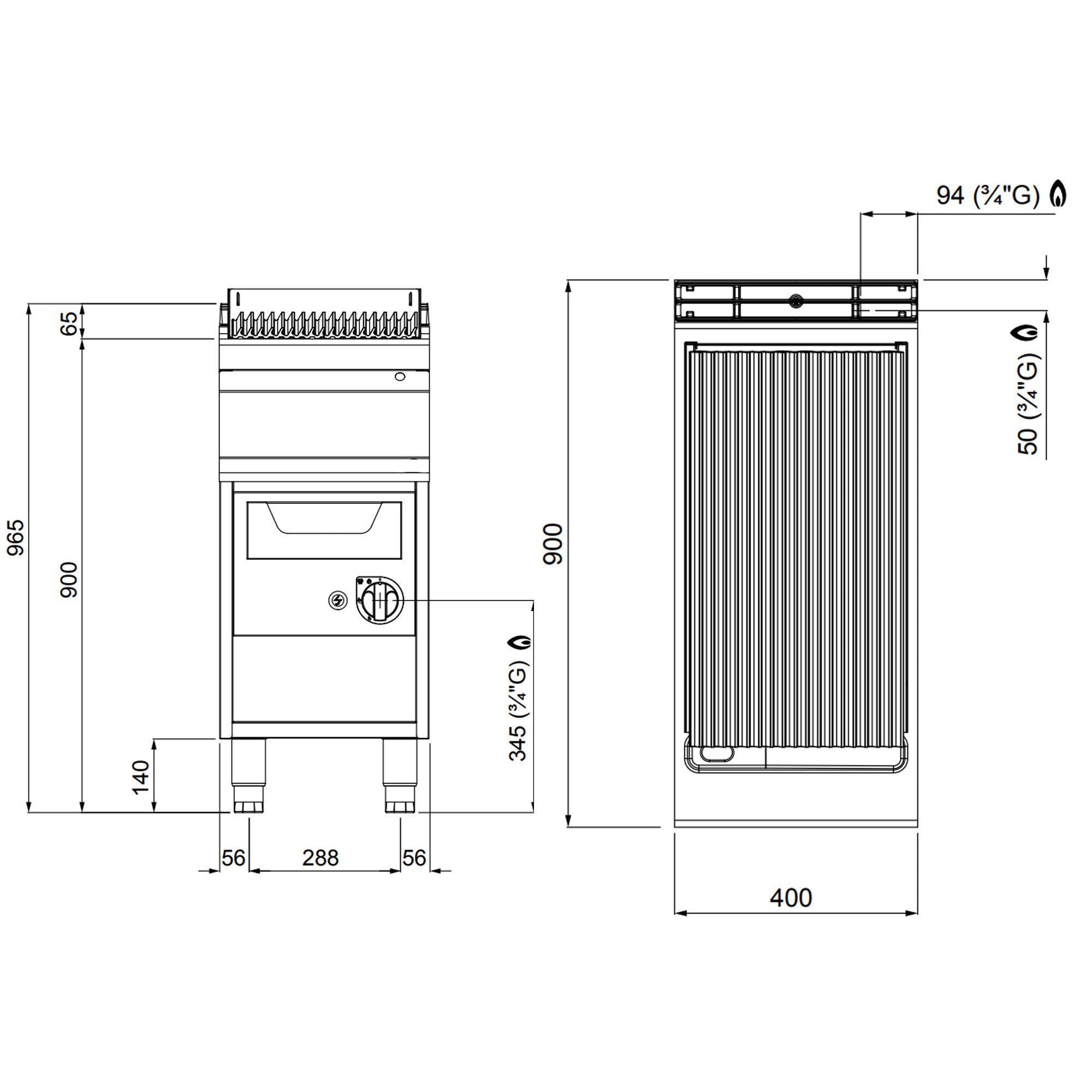 Gas lavasten Grill (12 kW)