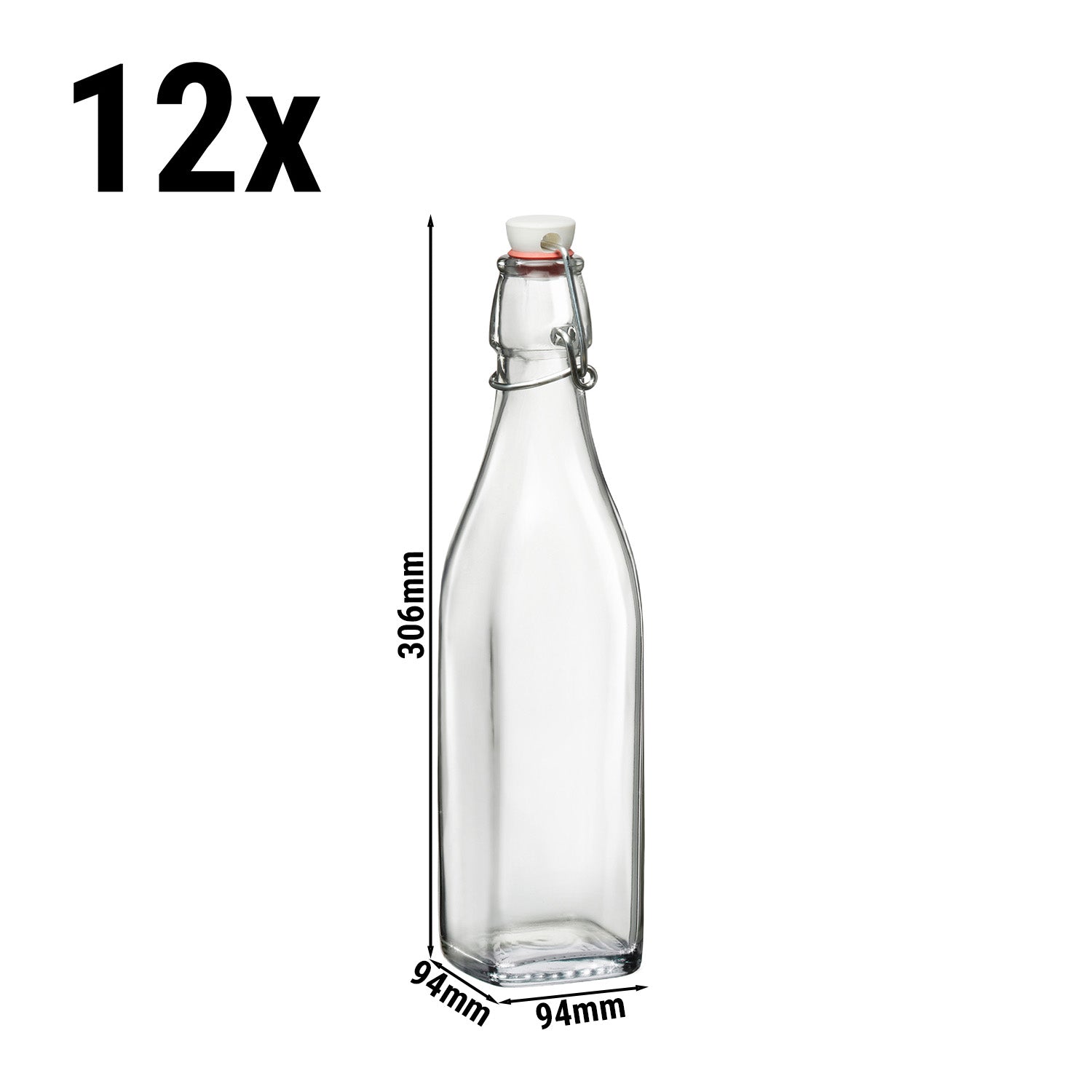 (1 stk.) Glasflaske Bormioli Rocco - DUBLIN - med svingprop - 1 l