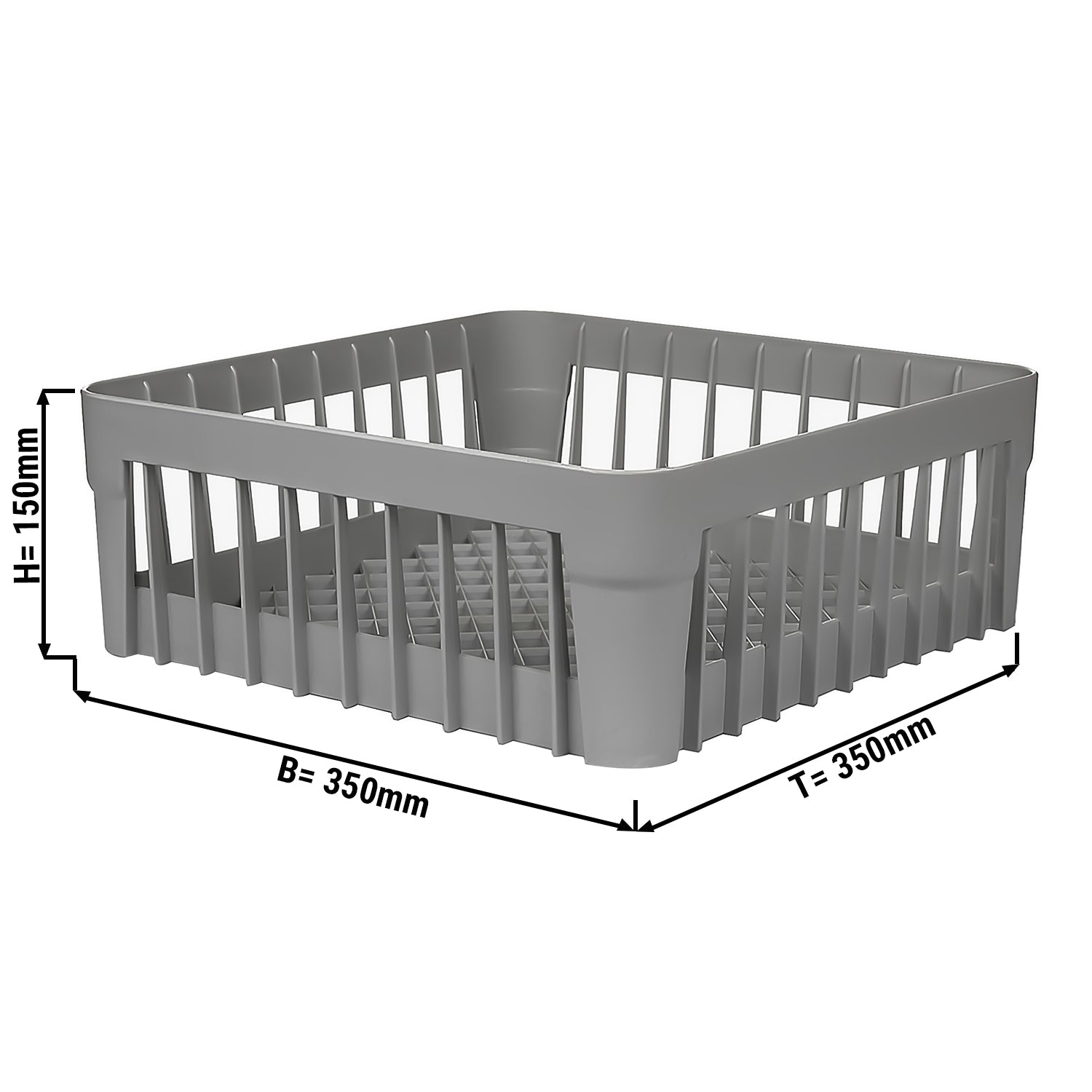 (6 stk.) Glaskurv - B 350 x D 350 x H 130 mm - Grå