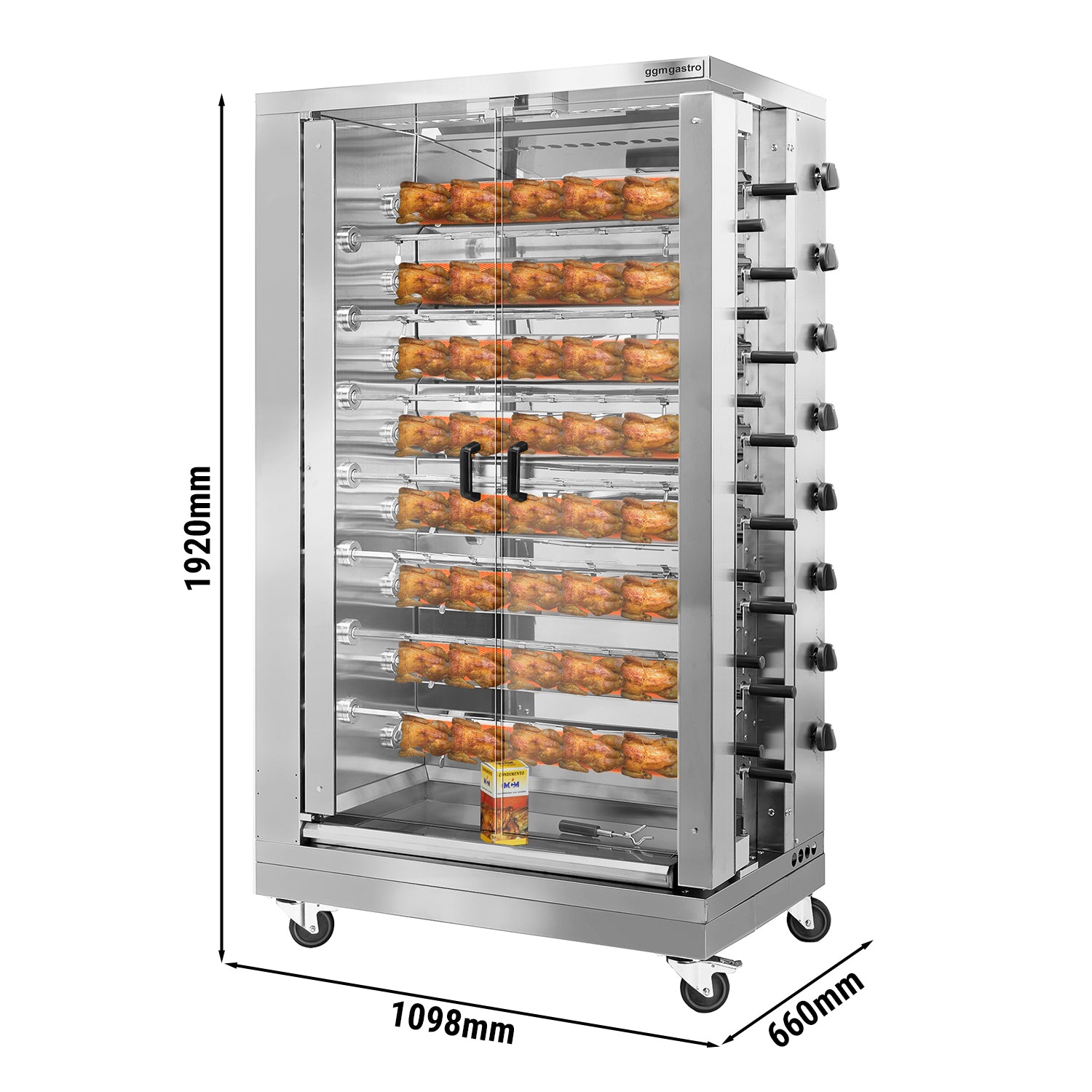 Gas-kyllingegrill / med 15x spyd til 90x kyllinger