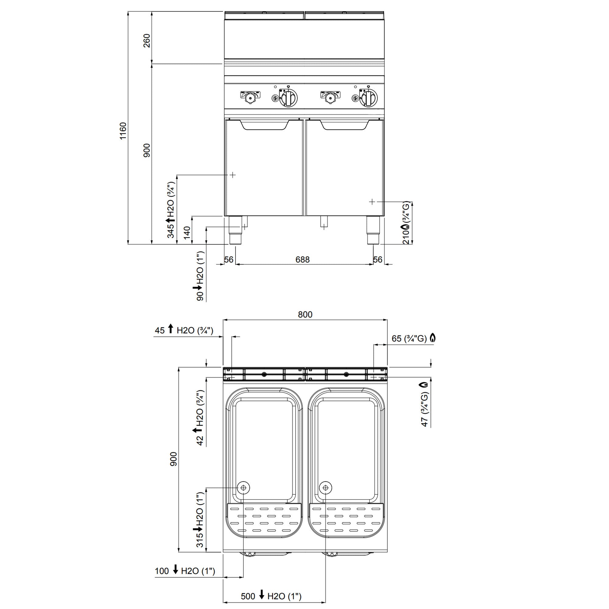 Gas-pastakoger 80 liter (24 kW)