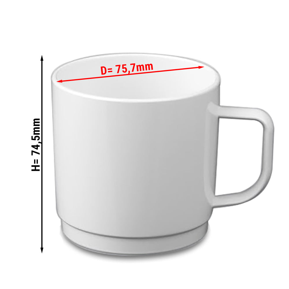 Polycarbonat te / kaffekop, hvid - 200 ml - 50 stykker
