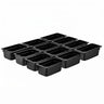 (12 st) Polypropylenbeholdere GN1 / 4 - sort - højde 100mm