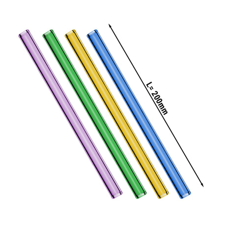 (48 stk.) Drikkestrå i glas assorterede farver - 20 cm - lige - inkl. nylonbørste til rengøring