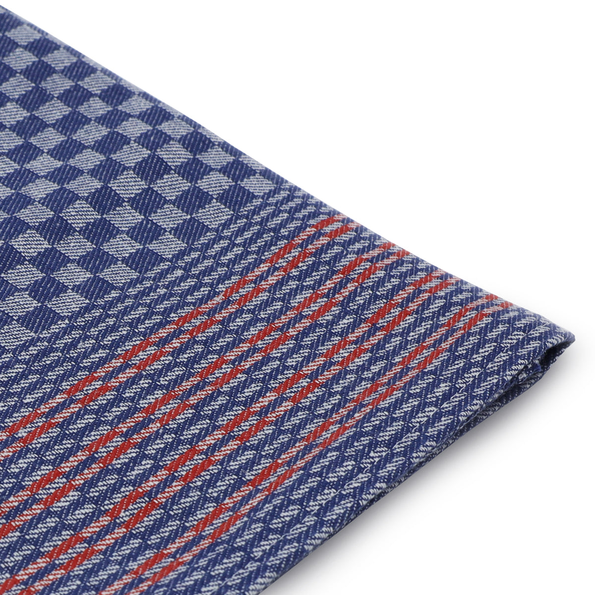 (10 stk) Håndklæde i halvlinned - 50 x 100 cm - blåternet med røde striber