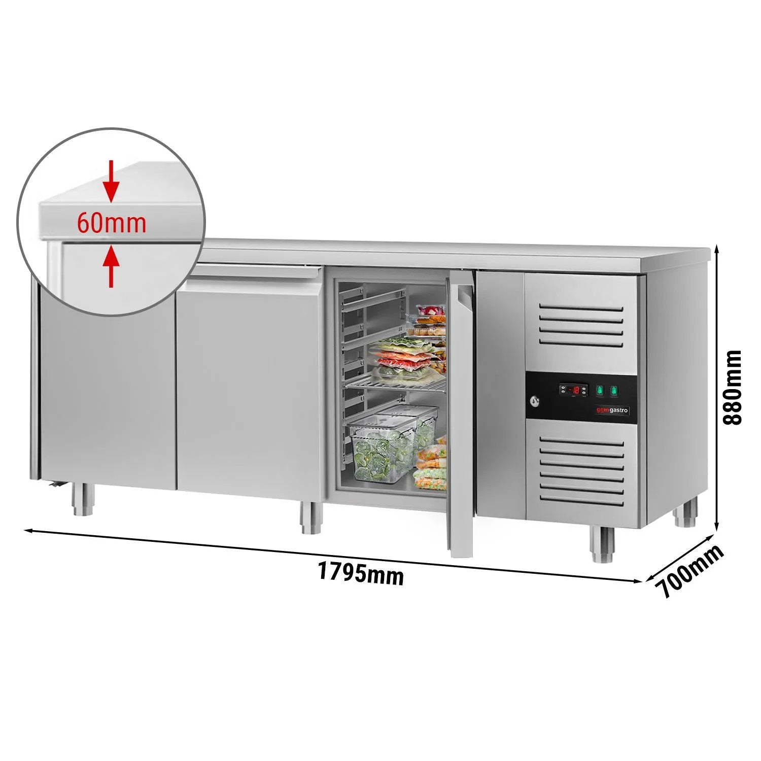 Frysebord ECO - 1,8 x 0,7 m - med 3 Døre