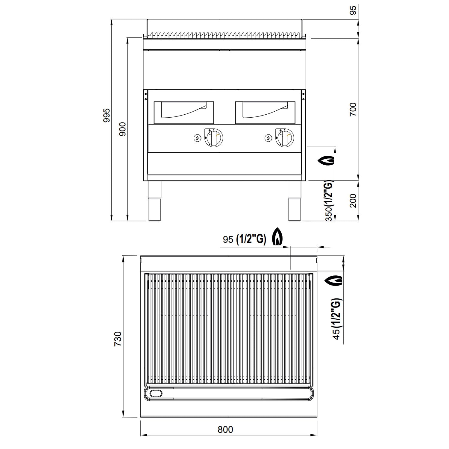 Gas lavasten Grill (18 kW)