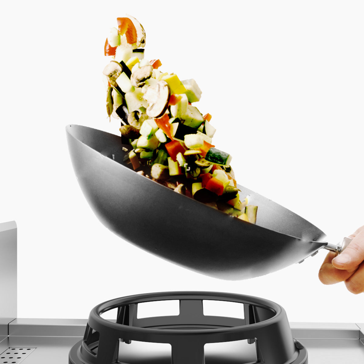 Gas wok komfur - med 1 blus - 15 kW