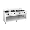 Gas wok komfur - 60 kW - 4 brændere - inkl. 2 haner