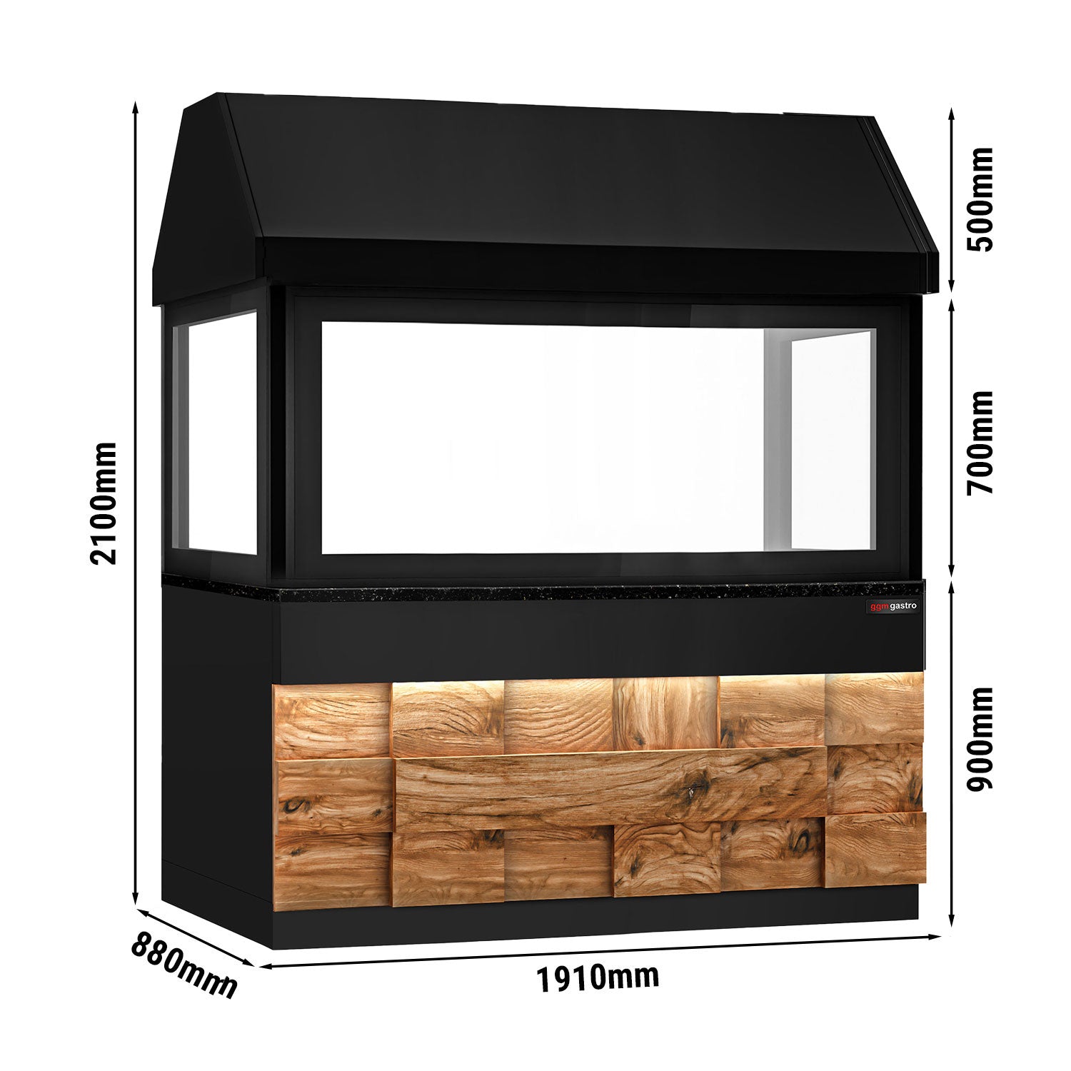 Neutralt element til kulgrill - 1,9 m - med glas