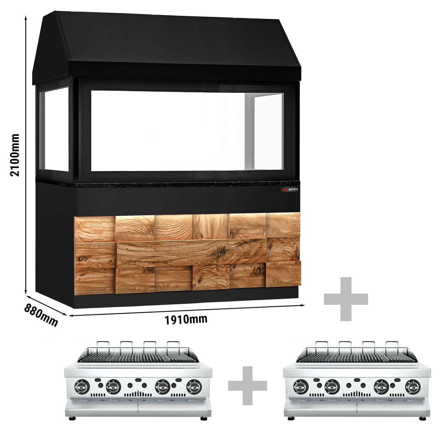 Gasgrill med glas - 1,9 m