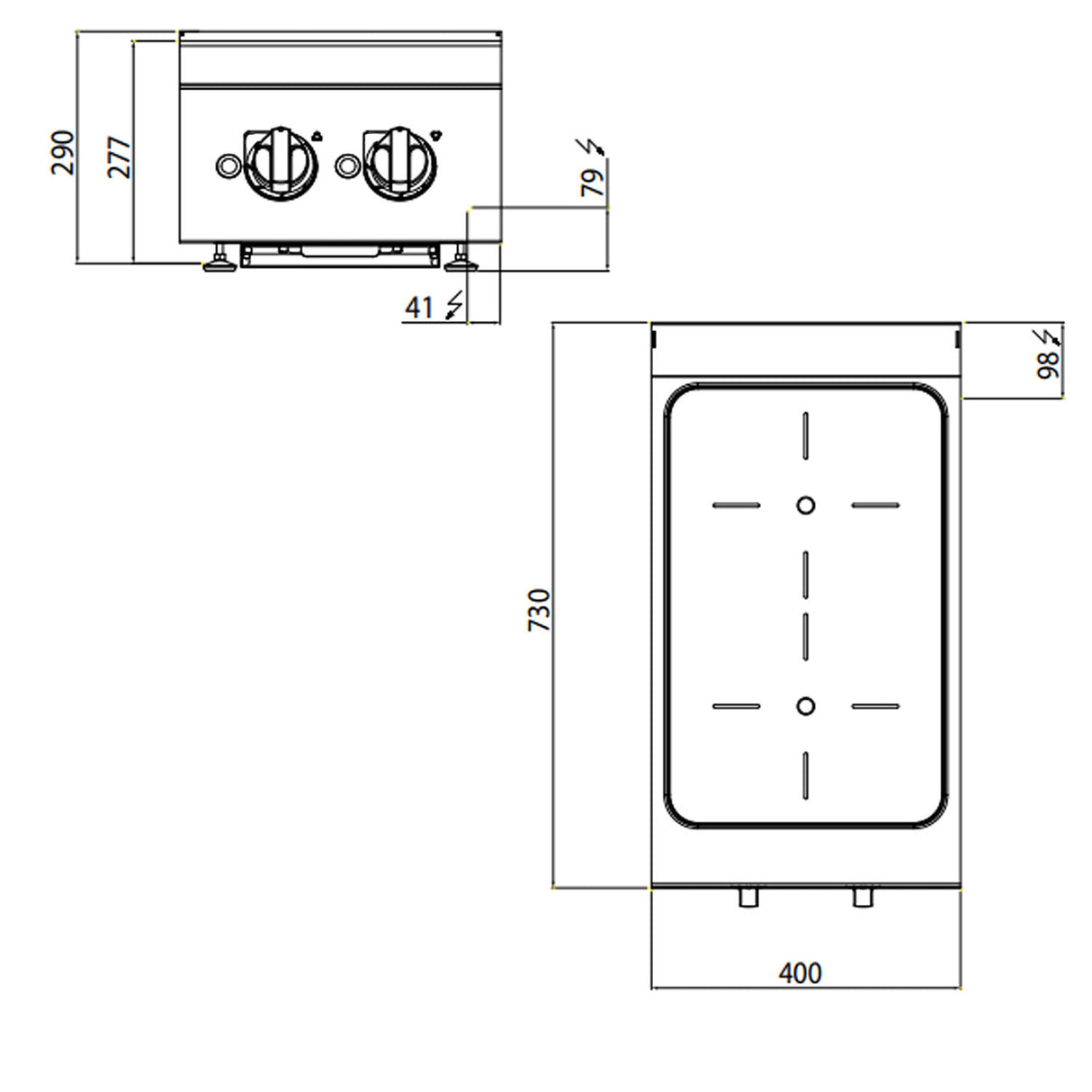 Induktions komfur - 2 kogeplader (7 kW)