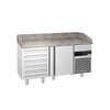 Pizzabord PREMIUM - 1550x800mm - med 1 Dør og Skuffer, Granitbordplade