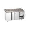 Pizzabord PREMIUM - 1600x800mm - med 2 Døre og Skuffer, Granitbordplade