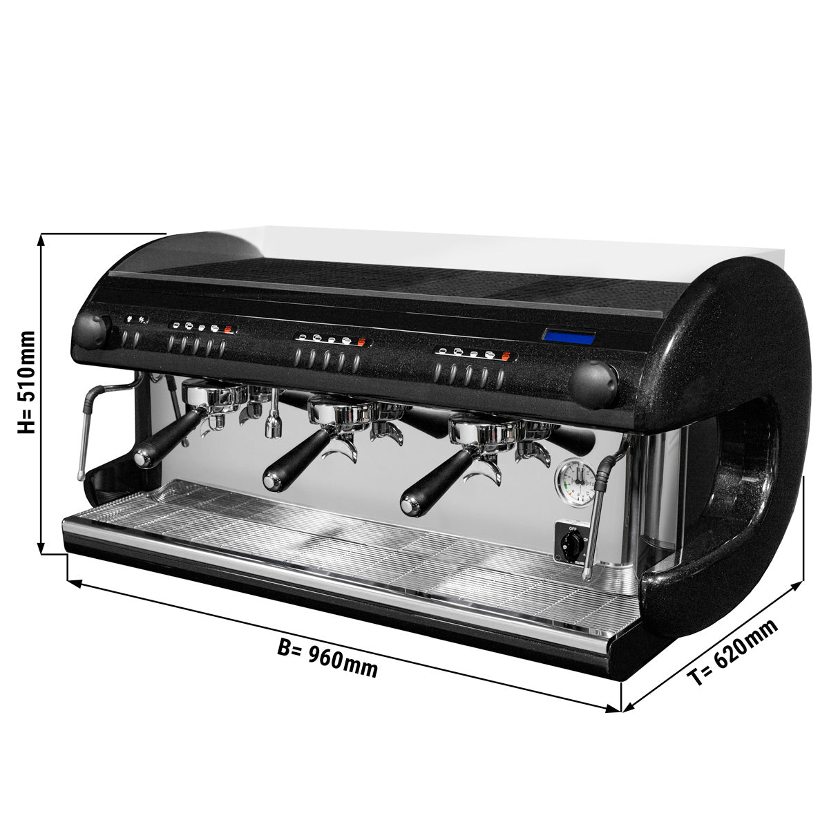 Espresso / kaffemaskine, 3 sæder / sort