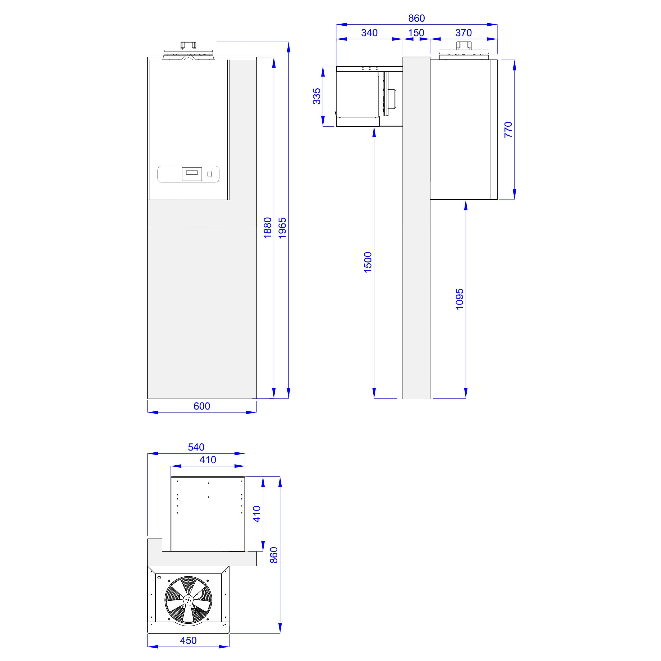 Kølerum - 1,8 x 2,1 m - højde: 2,01 m - 5,88 m³ - inkl. Køleaggregat