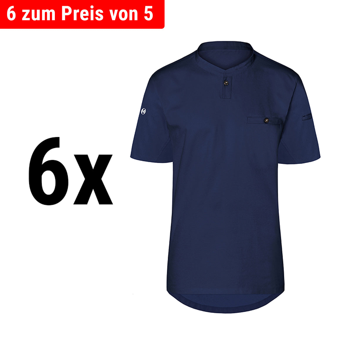(6 stk) Karlowsky - Kortærmet arbejdsskjorte til herrer Performance - Marineblå - Størrelse: L