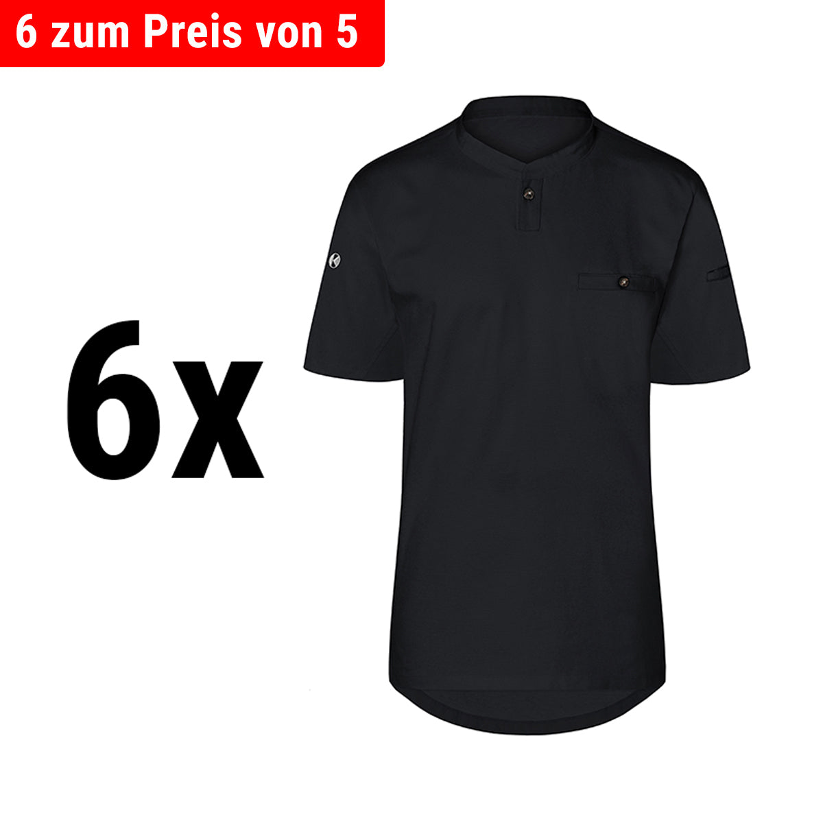(6 stk) Karlowsky - Kortærmet arbejdsskjorte til herrer Performance - Sort - Størrelse: 4XL