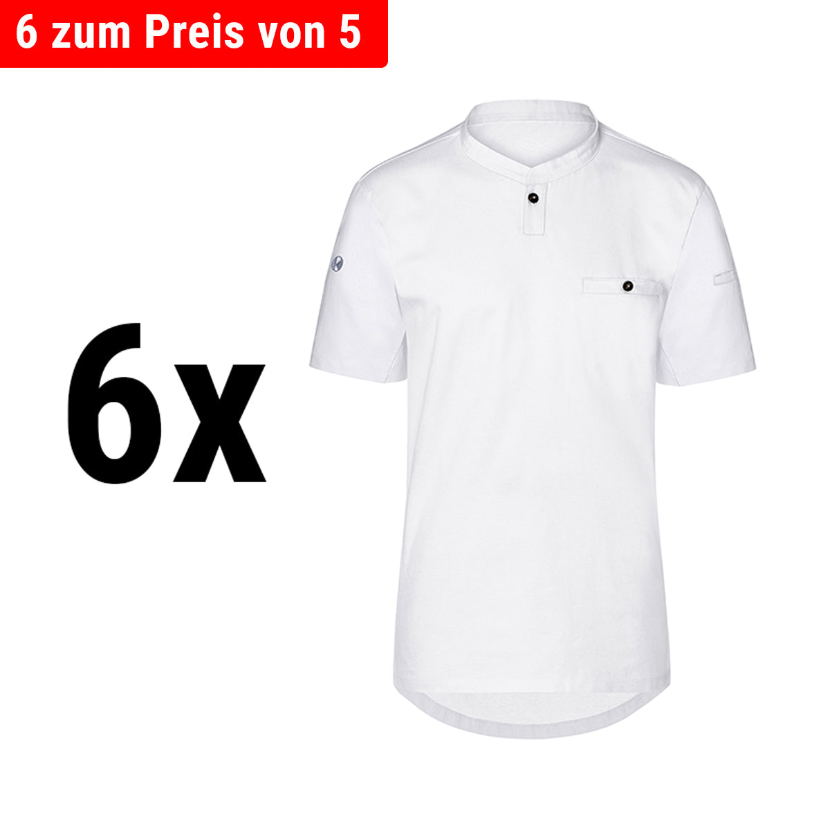 (6 stk) Karlowsky - Kortærmet arbejdsskjorte til herrer Performance - Hvid - Størrelse: 4XL