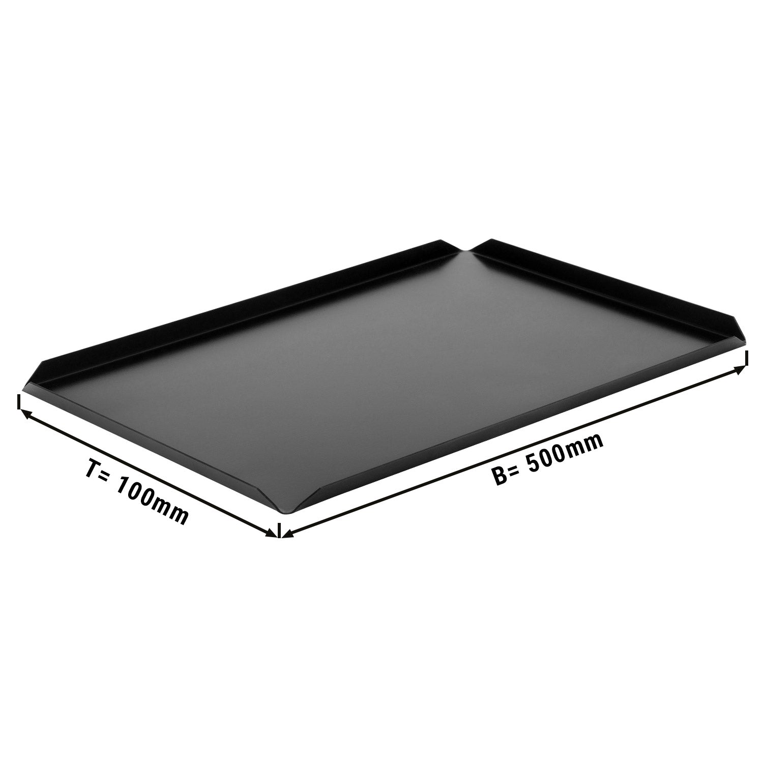 (5 stk.) Slik- og præsentationsplade i aluminium - 500 x 100 x 10 mm - Sort