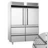 Køleskab i rustfrit stål PREMIUM - GN 2/1 - 1400 Liter - med 2 halve døre og 4 skuffer