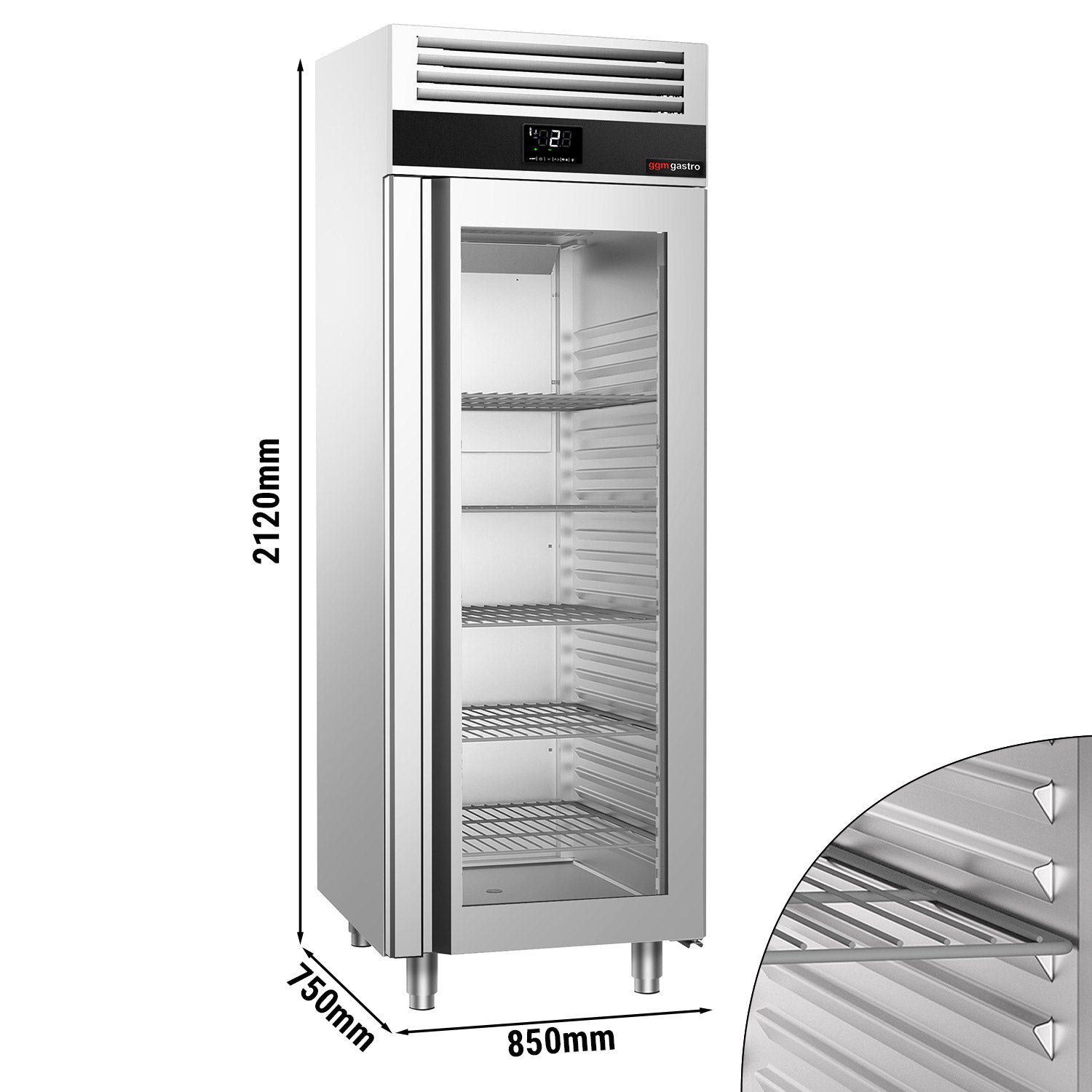 Køleskab - 0,7 x 0,81 m - 700 liter - med 1 glasdør