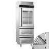 Køleskab i rustfrit stål PREMIUM - GN 2/1 - 700 Liter - med 1 glasdør og 2 glasskuffer