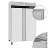 Køleskab i rustfrit stål ECO - 770 liter netto - temperatur +0 til +8 °C - med 2 døre - ventileret køling & automatisk afrimning & låsbart & hjul