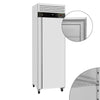 Køleskab i rustfrit stål ECO - 375 liter netto - temperatur +0 til +8 °C - med 1 dør - ventileret køling & automatisk afrimning & låsbart & hjul