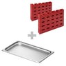 Kebabspydholder – kan stables – polyethylen – til op til 25 kebabspyd – inkl. GN-beholder